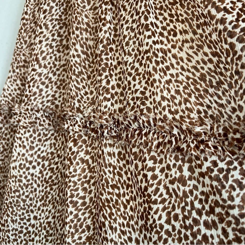 1. STATE sleeveless animal print smock neck tiered midi dress Waistband Sz M - Picture 8 of 15